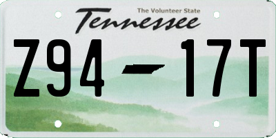 TN license plate Z9417T