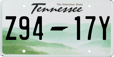 TN license plate Z9417Y
