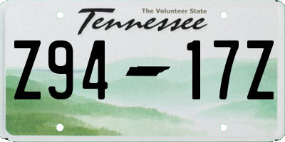 TN license plate Z9417Z