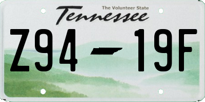 TN license plate Z9419F