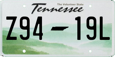 TN license plate Z9419L