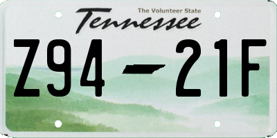 TN license plate Z9421F