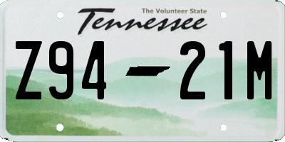 TN license plate Z9421M