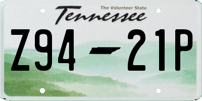 TN license plate Z9421P