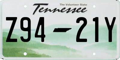 TN license plate Z9421Y