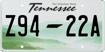 TN license plate Z9422A