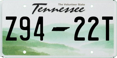 TN license plate Z9422T