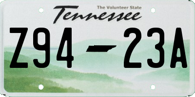 TN license plate Z9423A