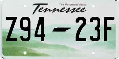 TN license plate Z9423F