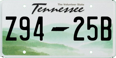 TN license plate Z9425B