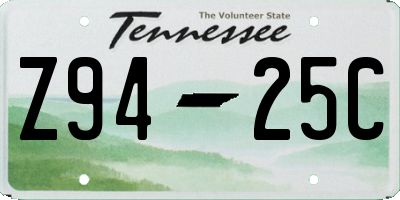 TN license plate Z9425C