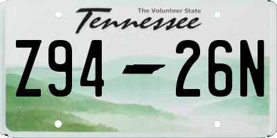 TN license plate Z9426N