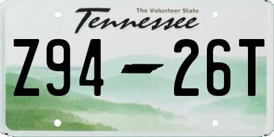 TN license plate Z9426T