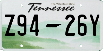 TN license plate Z9426Y