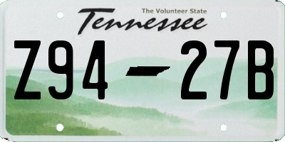 TN license plate Z9427B