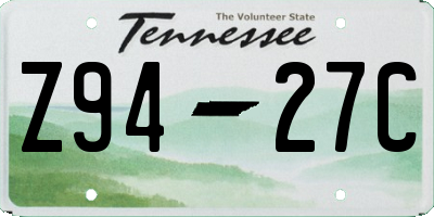 TN license plate Z9427C