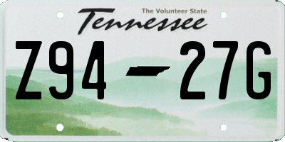 TN license plate Z9427G
