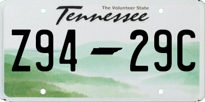 TN license plate Z9429C