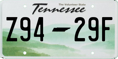 TN license plate Z9429F