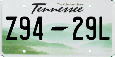 TN license plate Z9429L