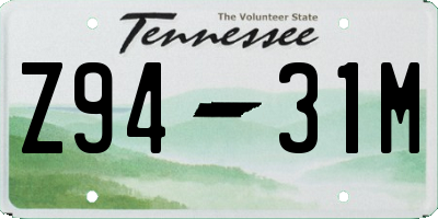 TN license plate Z9431M