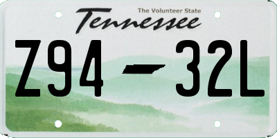 TN license plate Z9432L