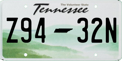 TN license plate Z9432N
