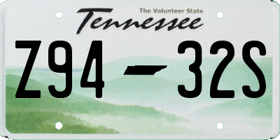 TN license plate Z9432S