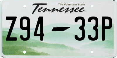 TN license plate Z9433P