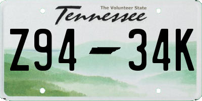TN license plate Z9434K