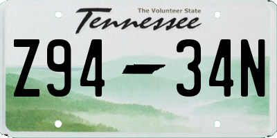 TN license plate Z9434N