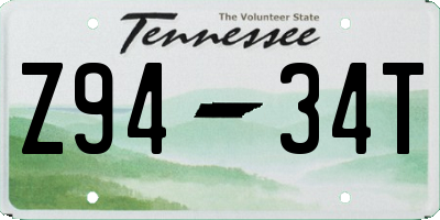 TN license plate Z9434T