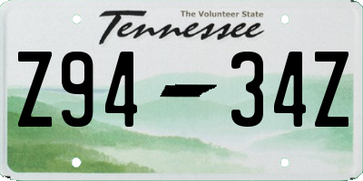 TN license plate Z9434Z