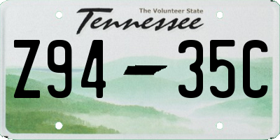 TN license plate Z9435C