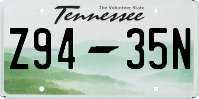 TN license plate Z9435N