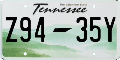 TN license plate Z9435Y