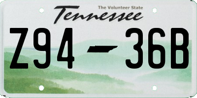 TN license plate Z9436B