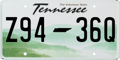 TN license plate Z9436Q