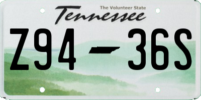 TN license plate Z9436S