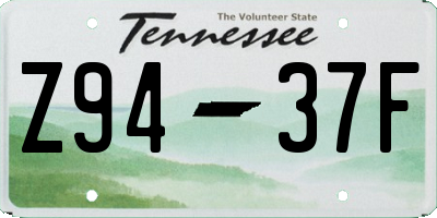 TN license plate Z9437F