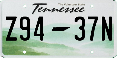 TN license plate Z9437N
