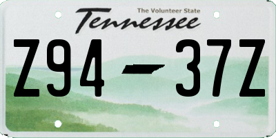 TN license plate Z9437Z