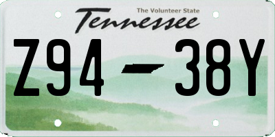 TN license plate Z9438Y