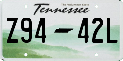 TN license plate Z9442L