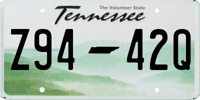 TN license plate Z9442Q