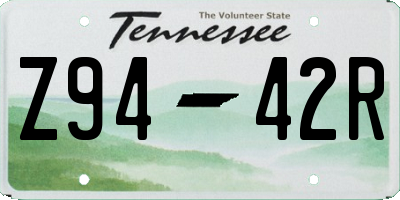 TN license plate Z9442R