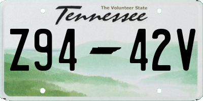 TN license plate Z9442V