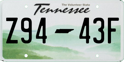 TN license plate Z9443F
