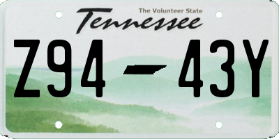 TN license plate Z9443Y