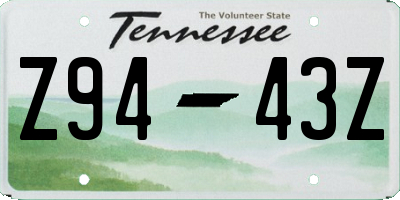 TN license plate Z9443Z